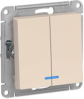 Выключатель с подсветкой без рамки Systeme Electric AtlasDesign 2-кл. бежевый картинка